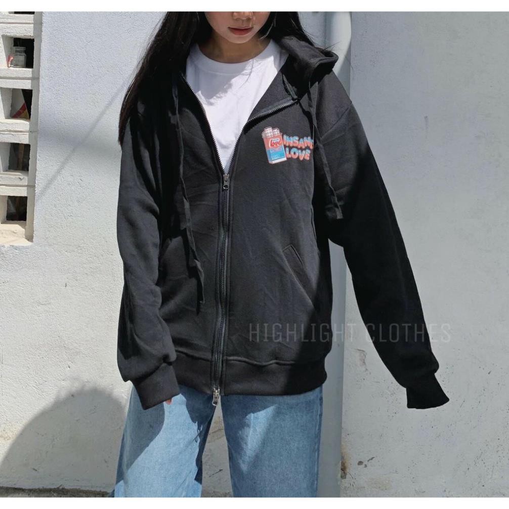 Áo khoác nỉ hoodie XUKASTORE Có Dây Kéo In Hình INSANECLO , dùng để chống nắng phong cách Unisex có 3 màu form rộng