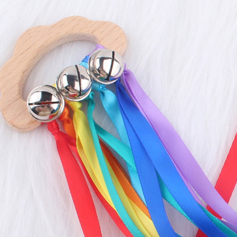 ✿ Vòng Lục Lạc Hình Đám Mây Cầu Vồng Có Chuông Cho Bé Mọc Răng