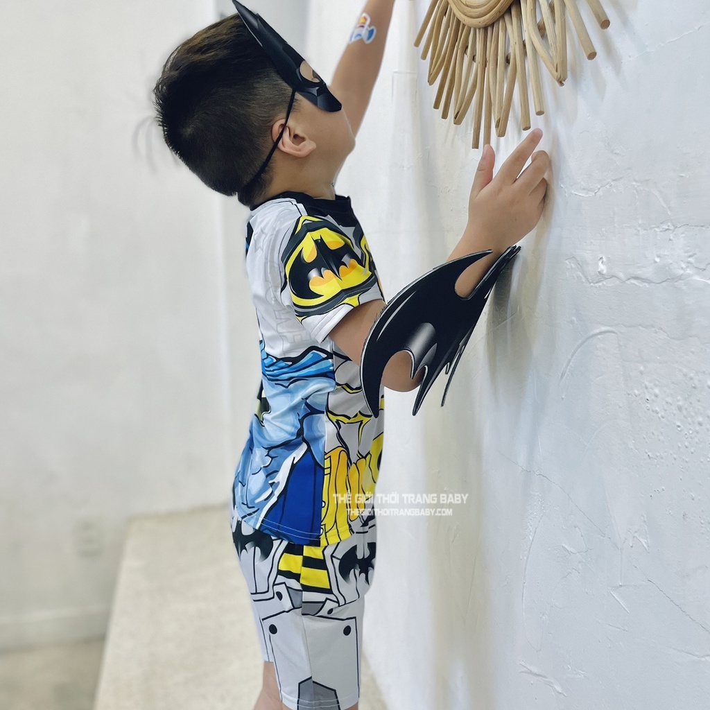 Bộ quần áo siêu nhân batman, siêu nhân người dơi cho bé trai B160 mẫu mới tặng kèm khiên và mặt nạ