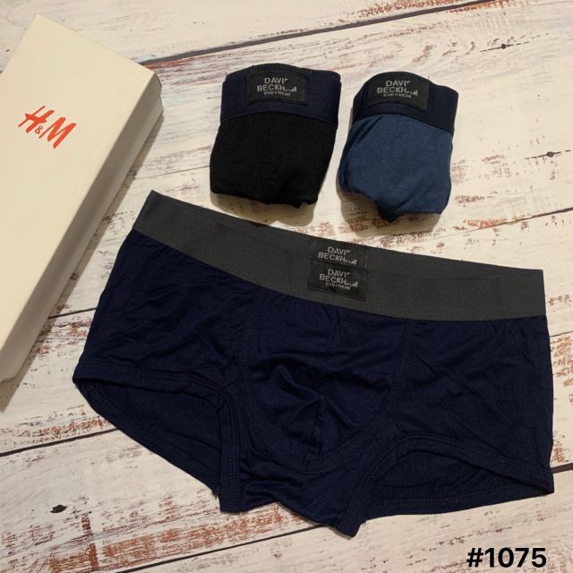 Hộp H&M combo 3 quần lót sịp boxer đùi nam David Beckham Bodywear 1075