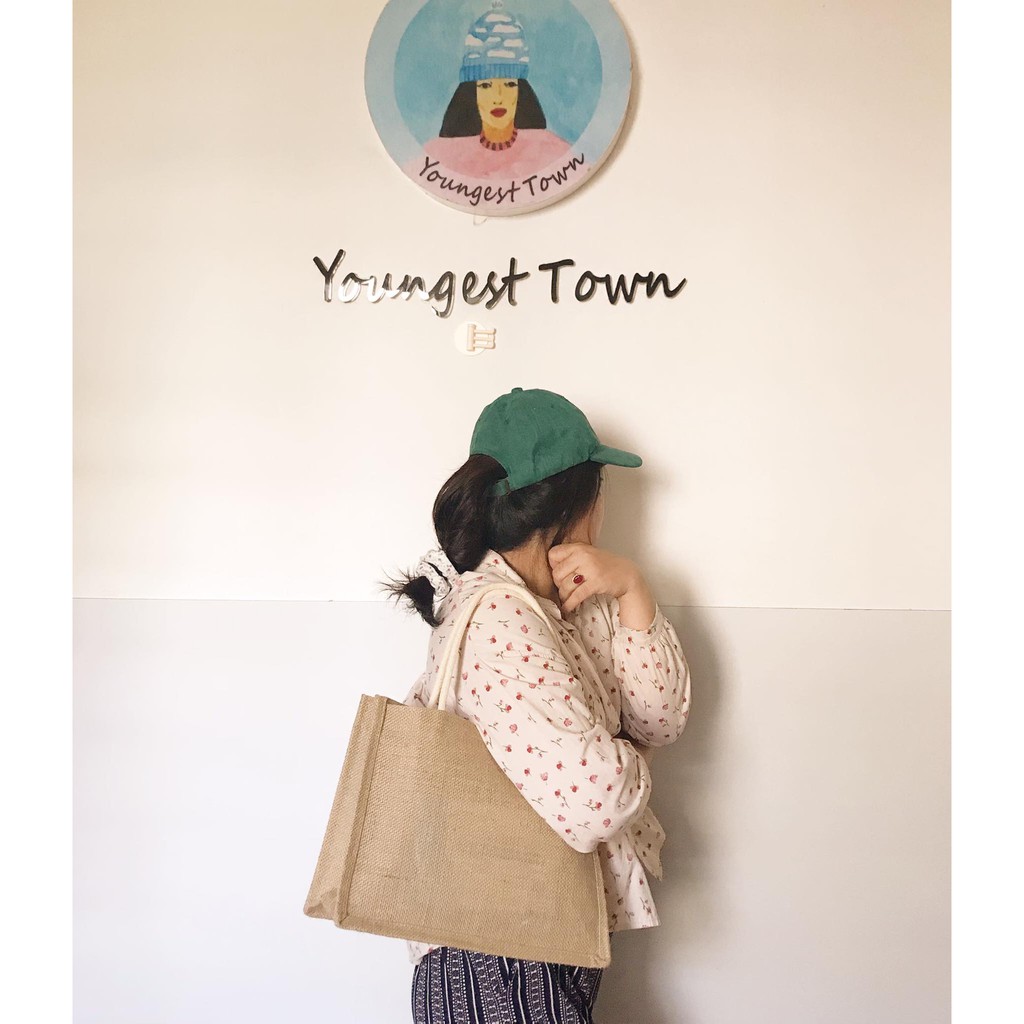 Túi cói bố trơn 33x24x12cm