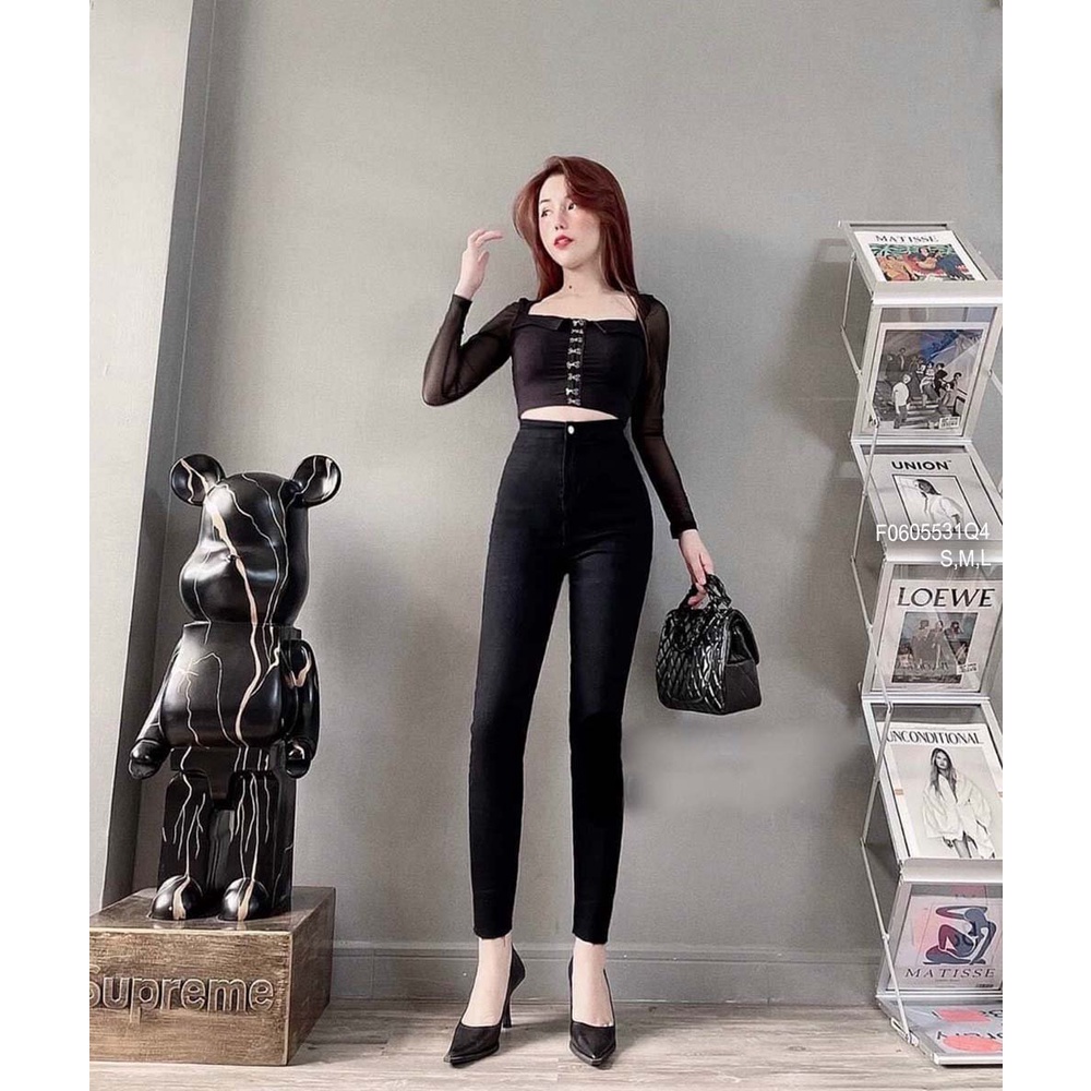 Quần jean dài ôm tôn dáng lưng cao!