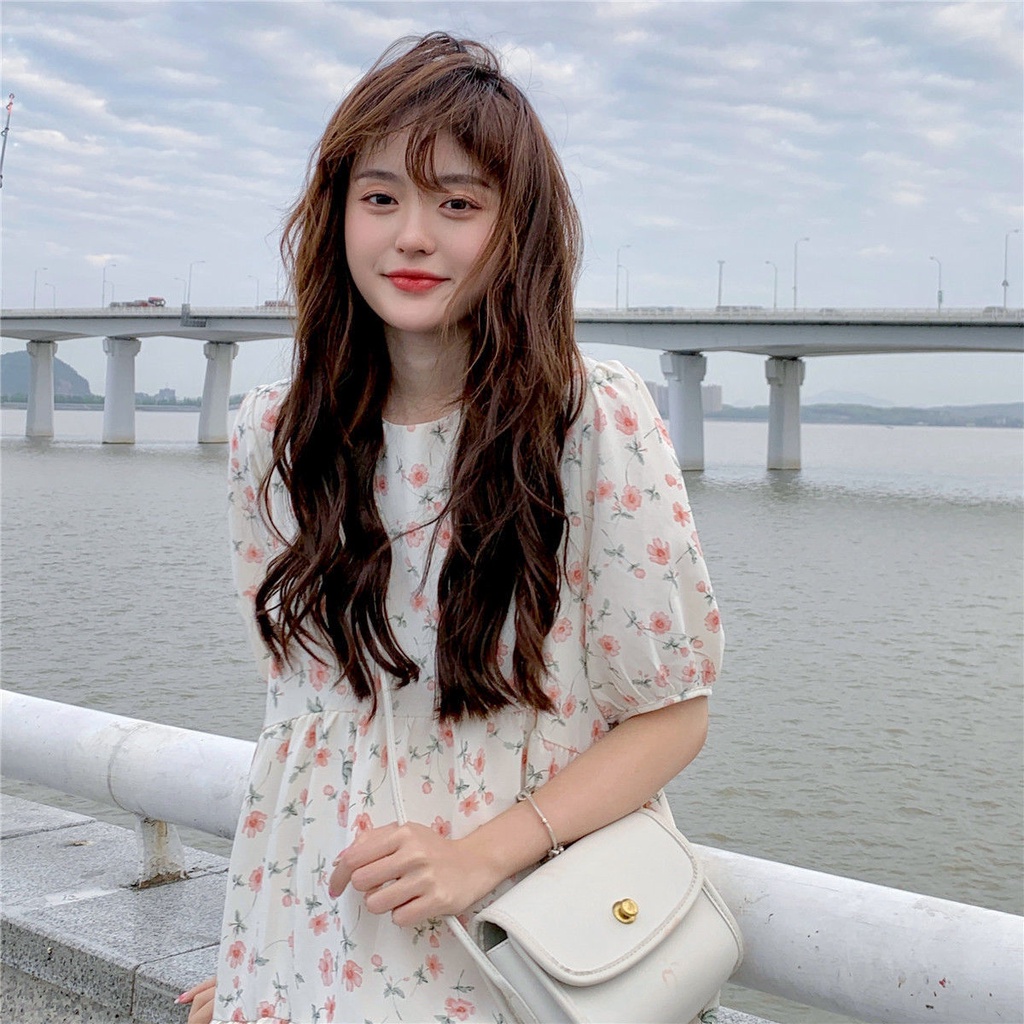 Đầm Hoa Cổ Tròn Dễ Thương Thời Trang Mùa Hè Cho Nữ