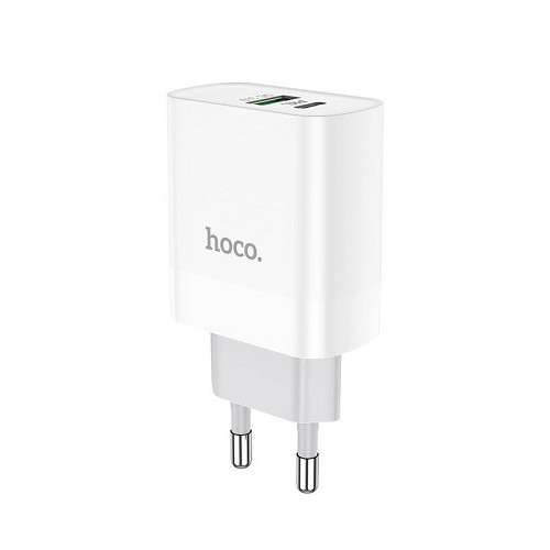 Củ sạc nhanh 2 cổng Usb/Type-C Hoco C80A sạc nhanh PD20W chân cắm tròn chất liệu PC chống cháy