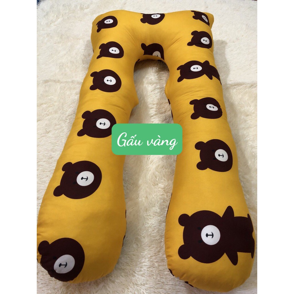 Sài gòn Gối ôm bà bầu chữ u loại gối to MẪU gấu vàng