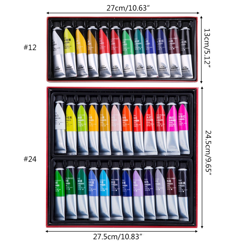 Bộ 12 Màu Vẽ Tranh Acrylic Chuyên Nghiệp 20ml 24 Màu