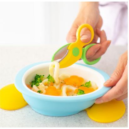 Kéo cắt thức ăn cho bé Edison Mama Nhật - Đầu bọc nhựa an toàn kèm hộp