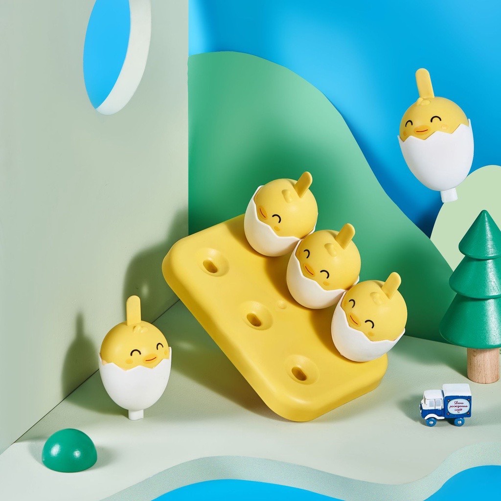 Khuôn Làm Kem Hình Quả Trứng Gà Cute Bộ 6 Khuôn Làm Kem Đáng Yêu Màu Vàng Có Chân Đế Chắc Chắn