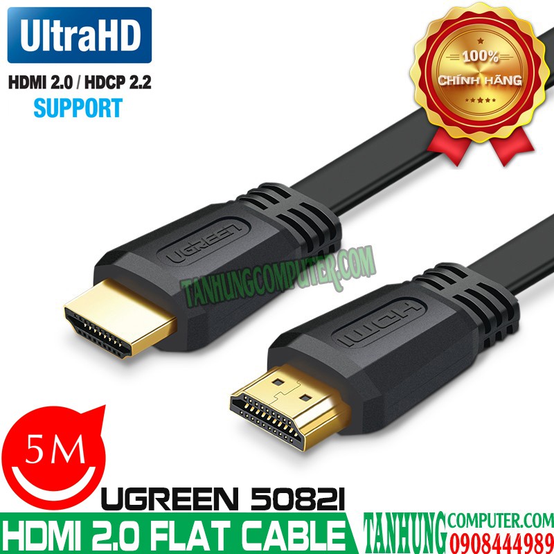 Cáp HDMI 2.0 Dây Dẹt Ugreen chính hãng 4k x 2k 3D 50819 70159 50820 50821 AD015
