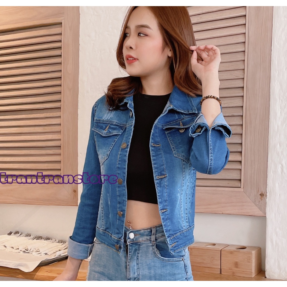 Áo khoác jean Nữ co giãn cực chất thời thượng kèm ảnh thật