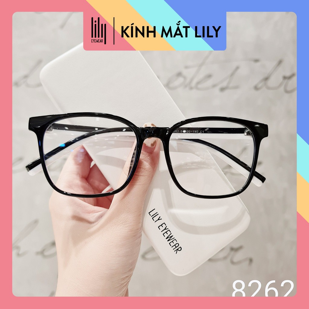 Gọng kính cận nam nữ Lilyeyewear mắt vuông to dày dặn màu sắc thời trang 8262