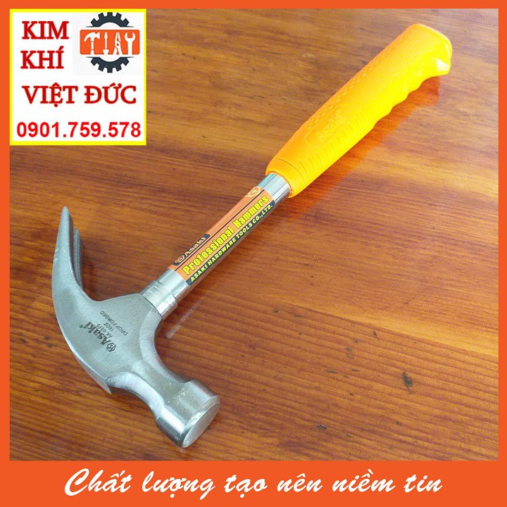 Búa sừng dê, búa nhổ đinh cán thép cứng 8oz/ 227g Asaki AK-9500 – Đầu đóng đinh đầu tròn thép siêu cứng