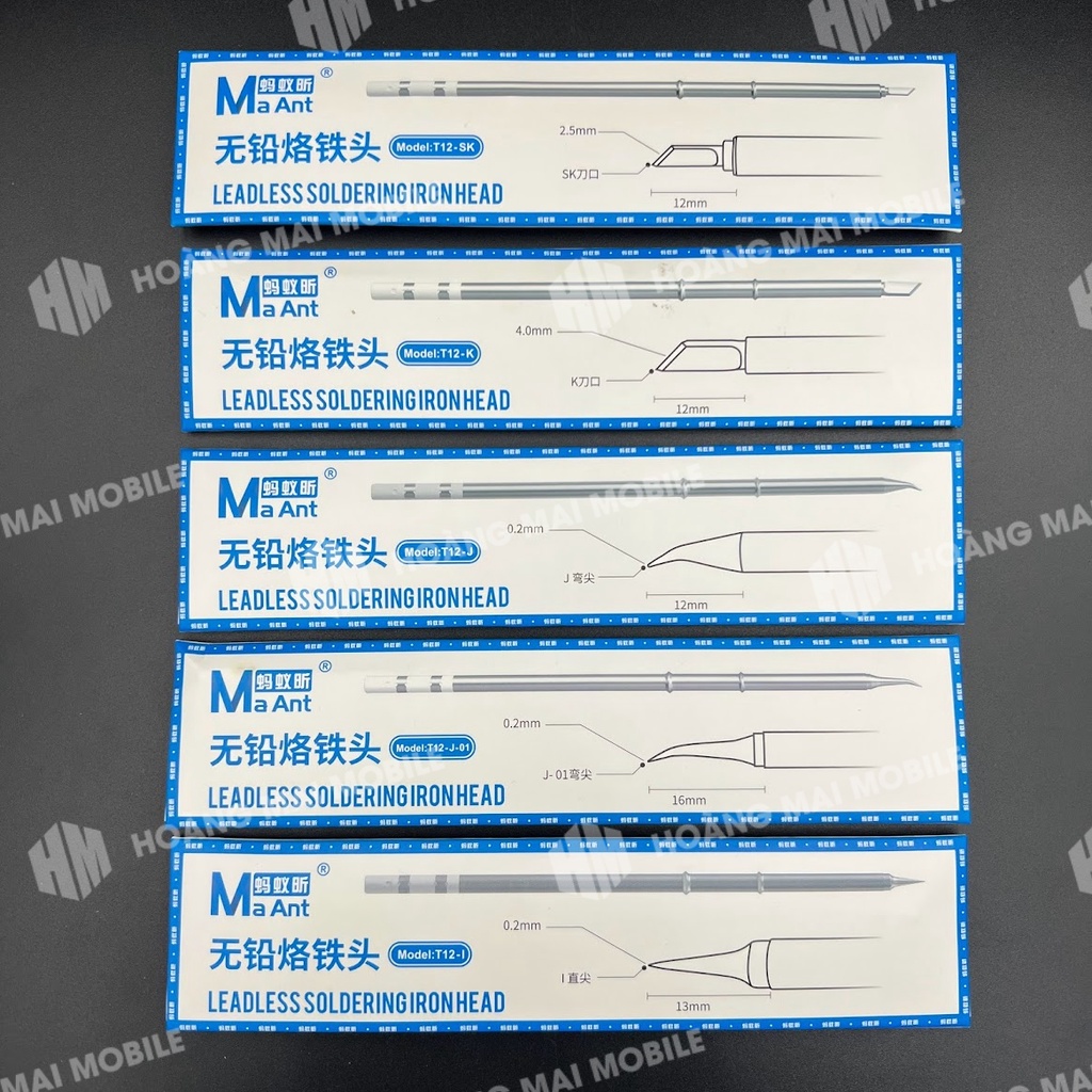 Mũi hàn T12 MaAnt (5 kiểu đầu)
