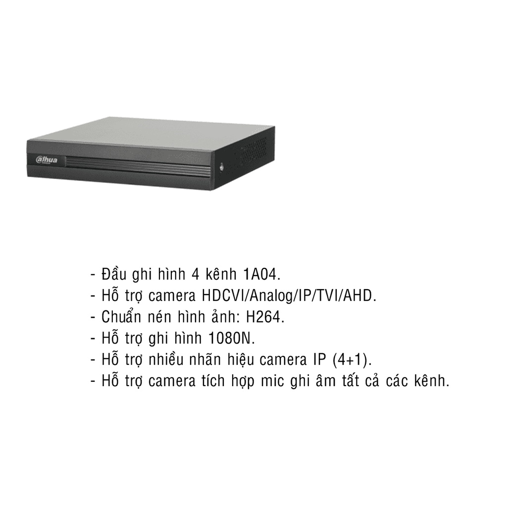 Đầu ghi hình camera DH-XVR 1A04 tích hợp mic chính hãng DSS