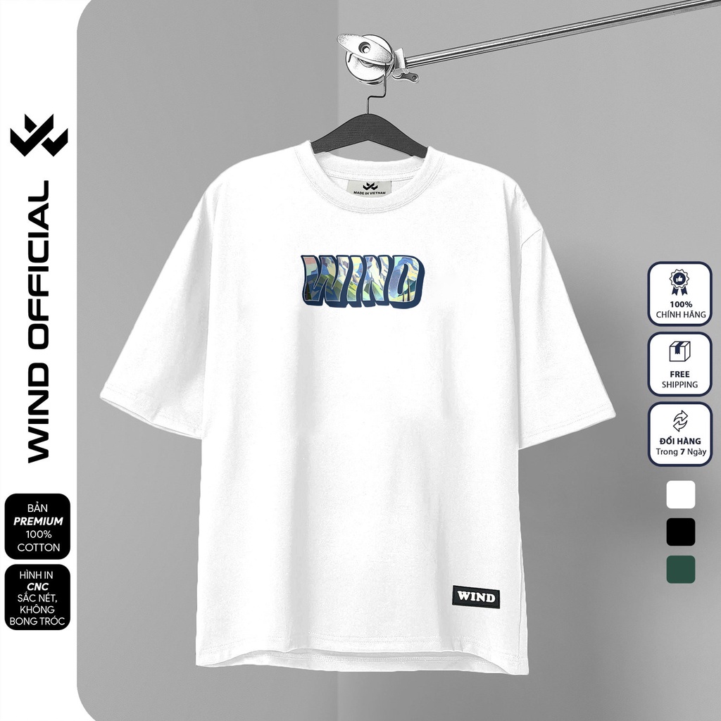 Áo thun tay lỡ unisex WIND Mountain 65% cotton phông form rộng nam nữ oversize