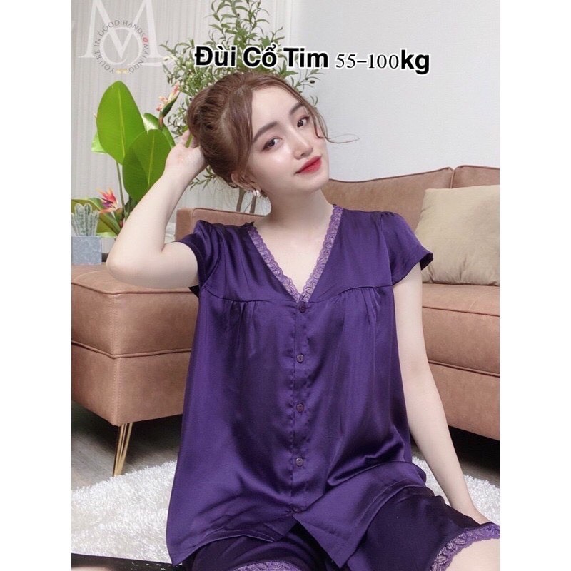 Đồ Bộ Pyjama Bigsize -Béo Bigsize Đui cô tim Xinh 55-95kg Pyjama Bigsize Cao Cấp Mặc Nhà  Đẹp,Chất  Lụa satin mát xịn