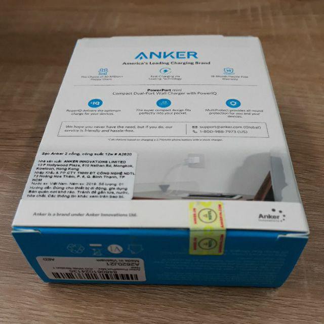 Cốc Sạc ANKER PowerPort Mini 2 cổng 12w - Củ Sạc iPhone - Anker  A2620 - Bảo hành 18 tháng