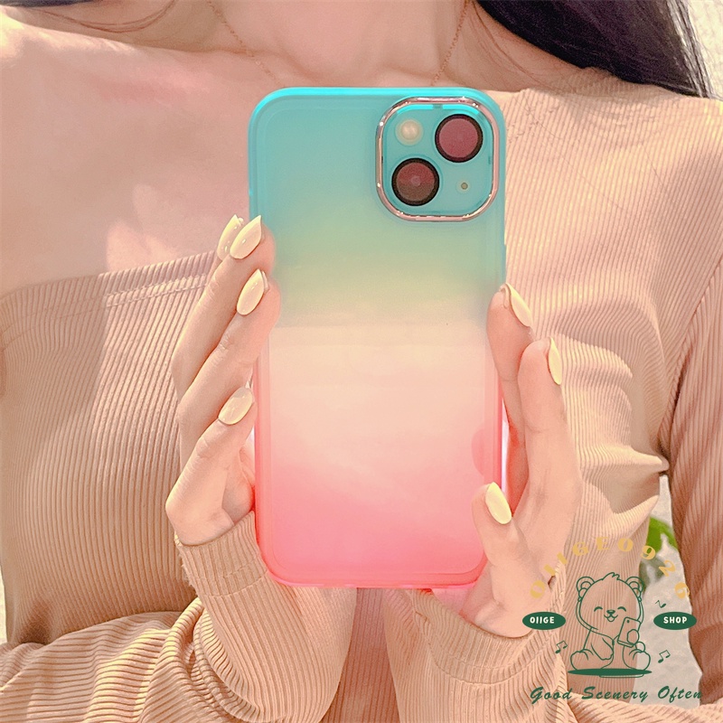 Mới Ốp Điện Thoại TPU Trong Suốt Màu Gradient Chống Rơi Cho Iphone 13 12 11 Pro Max X