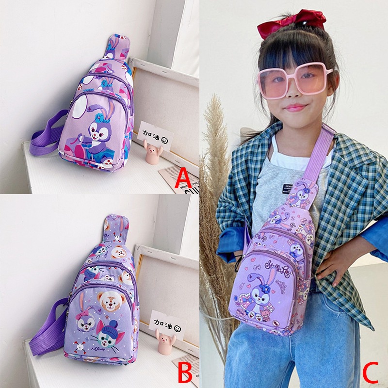 Túi đeo chéo canvas đa năng có khóa kéo dễ thương cho bé