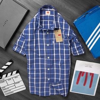 ÁO SƠ MI NAM SỌC CARO XANH DA