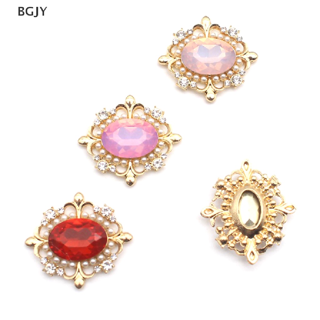 1 Nút Hợp Kim Acrylic 30 * 34MM Đính Đá Ngọc Trai Nhân Tạo Phong Cách Mới