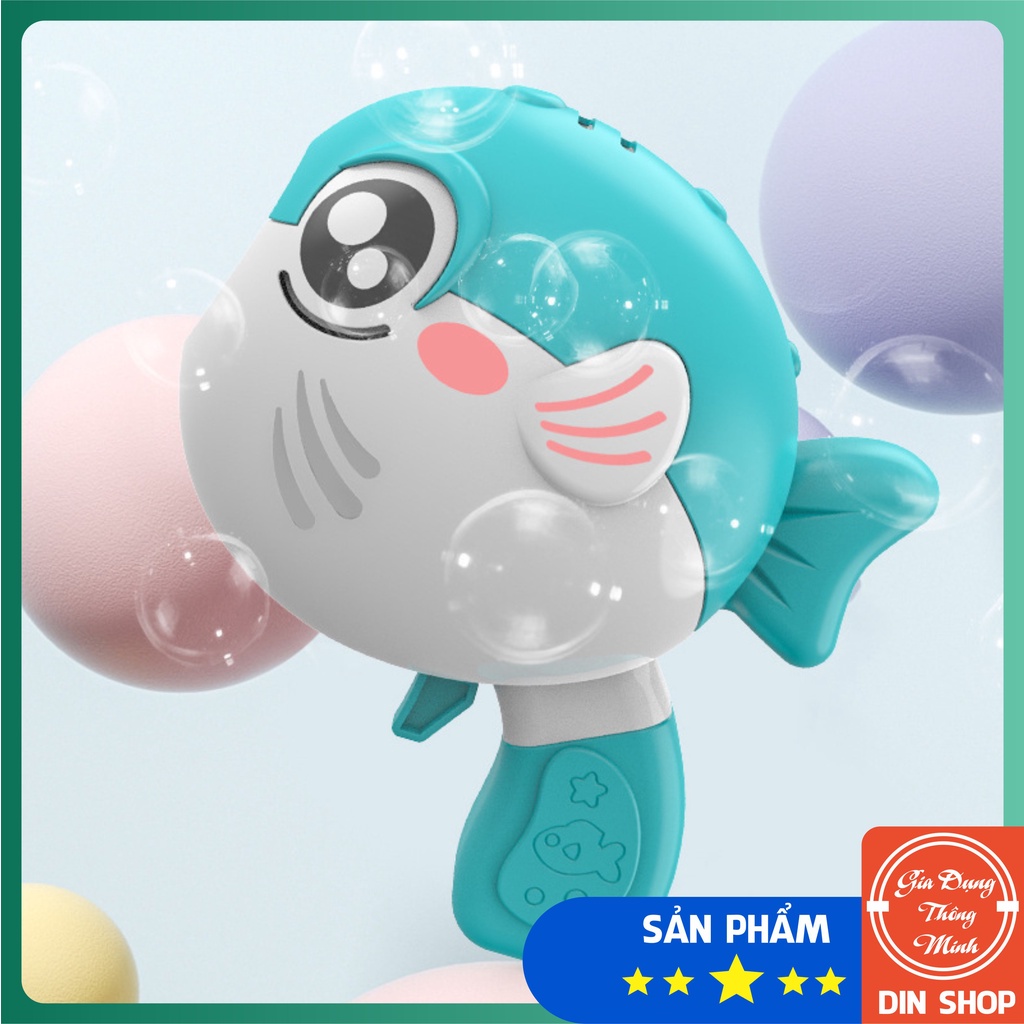 Cá heo thổi bong bóng tự động ❤️CÓ ĐÈN - 10 NÒNG❤️ Súng đồ chơi bắn bong bóng xà phòng hình cá heo có đèn cho bé