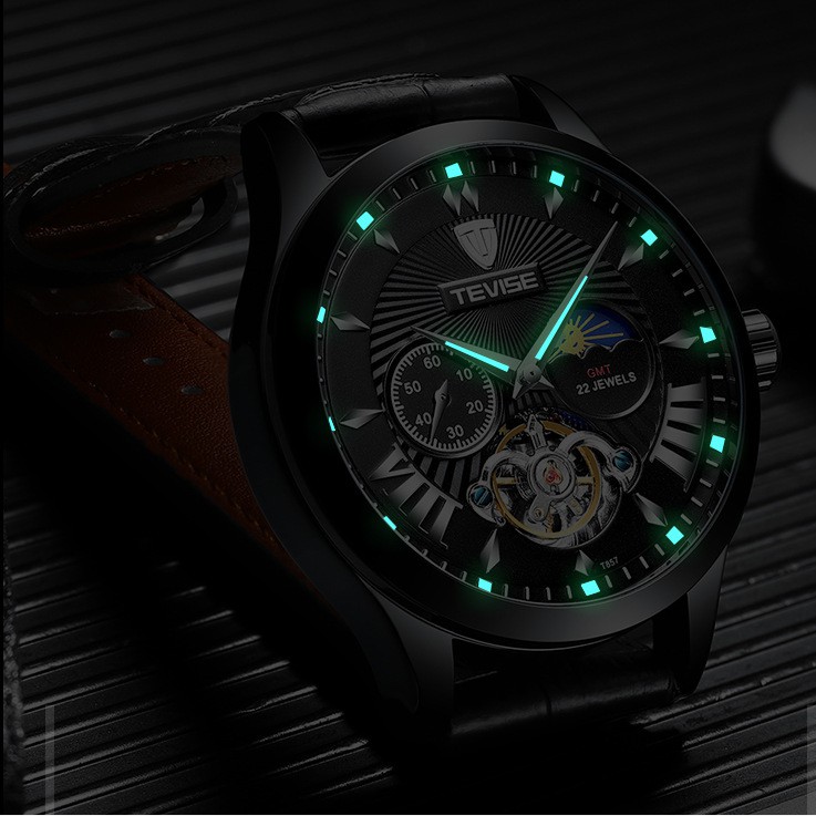 Đồng hồ nam máy cơ Tevise T857 2 kim rưỡi