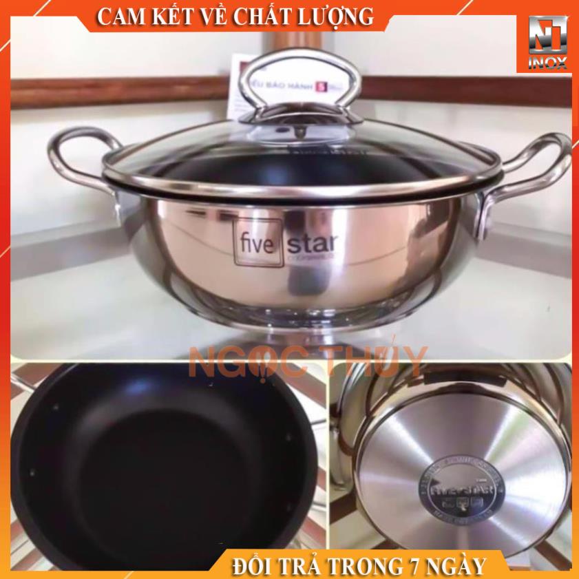 Nồi chảo chống dính Fivestar Inox 430 3 lớp đáy nắp kính nhiều size