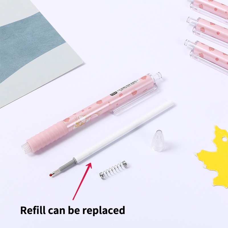 Bút mực gel đen với ngòi 0.5mm in họa tiết cô gái đáng yêu phong cách Hàn tiện lợi