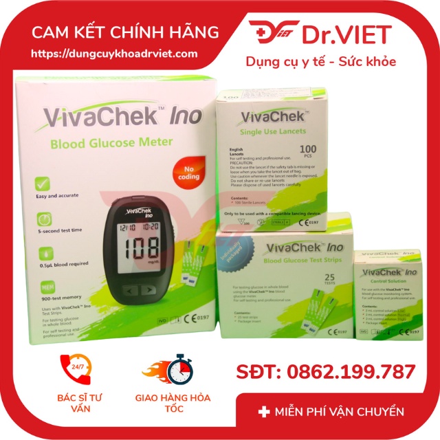 Que thử đường huyết VivaChek Ino   - Xuất xứ Mỹ, cho mọi đối tượng,độ chính xác cao