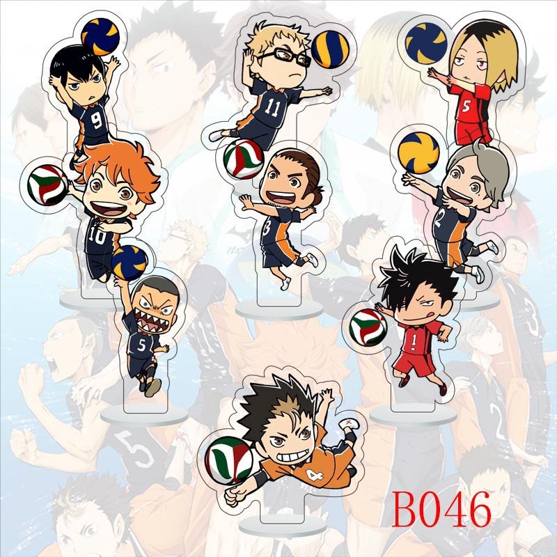 ( full set 9 cái ) Mô hình standee mini HAIKYUU VUA BÓNG CHUYỀN mica trong acrylic anime chibi trang trí