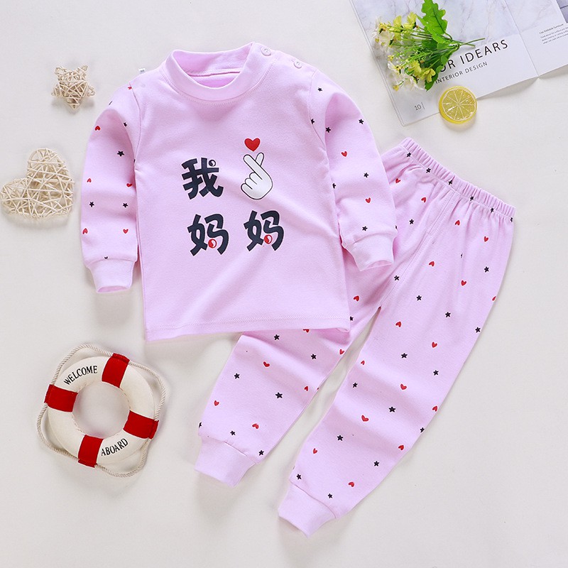 Bộ Đồ Ngủ Tay Dài Vải Cotton In Hoạt Hình Thời Trang Mùa Thu Cho Bé