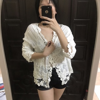 Cadigan chất xô pha ren điệu đà