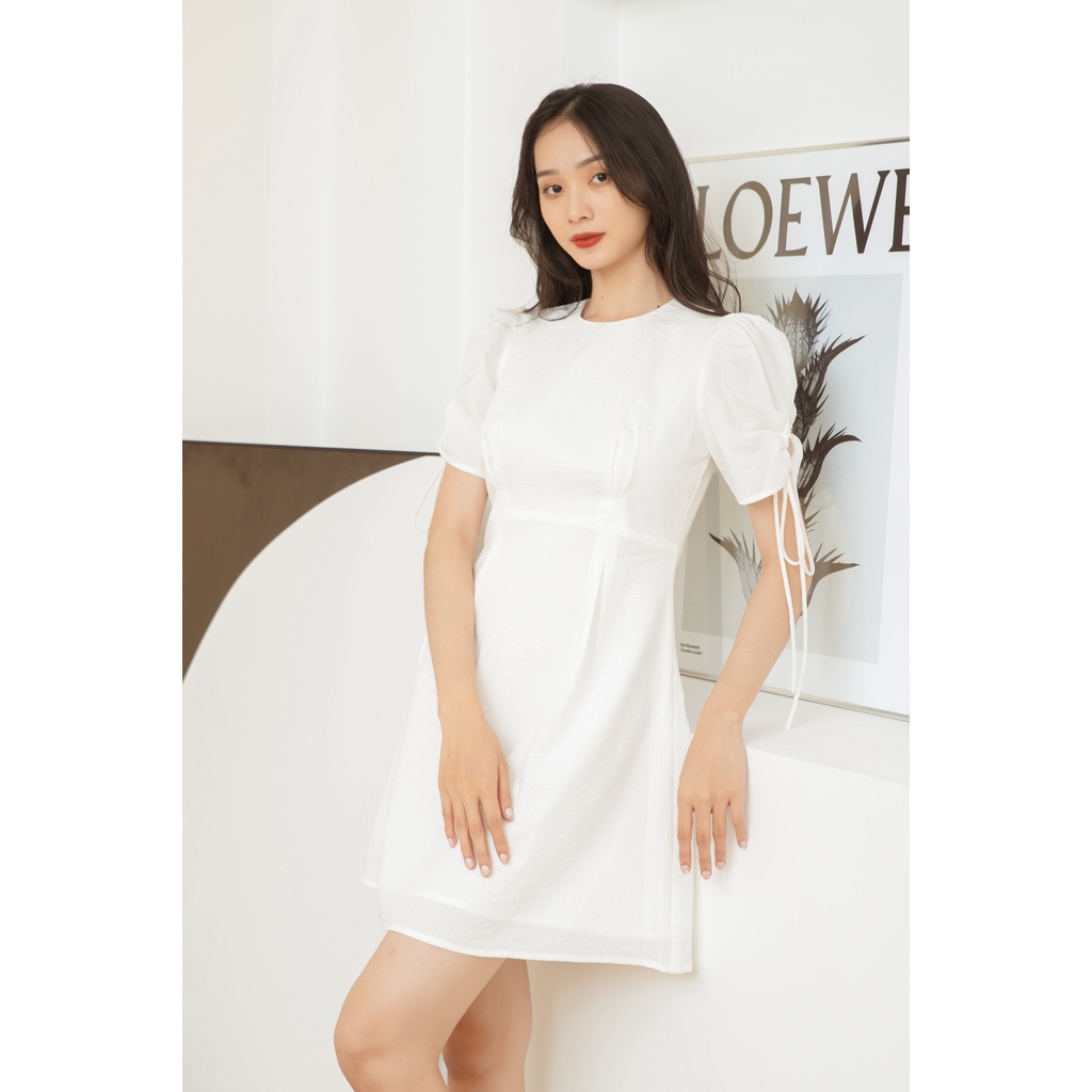 LEYLA  Đầm váy nữ cổ tròn thắt nơ tay dáng A thời trang LEYLA