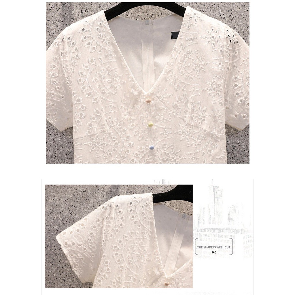 Váy Ren Cổ Chữ V Nhẹ Nhàng, Thanh Lịch Cho Mùa Hè 2021 - Thiết Kế Theo Phong Cách Retro Pháp | BigBuy360 - bigbuy360.vn