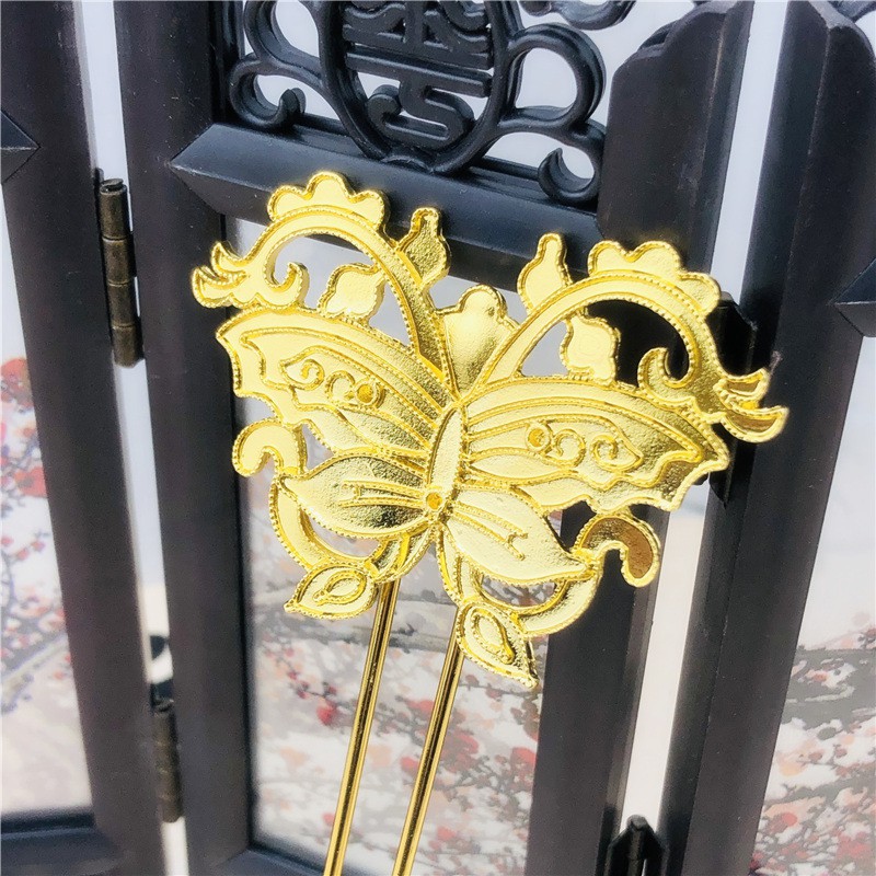 1 trâm đúc họa tiết bướm 60*140mm nguyên liệu làm trâm làm trang sức cổ trang cosplay cổ phục có màu KC
