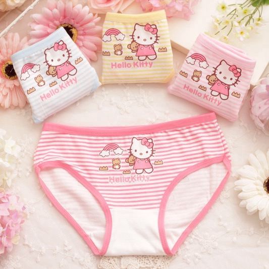 Bộ 3 quần lót in họa tiết Hello Kitty cho bé gái