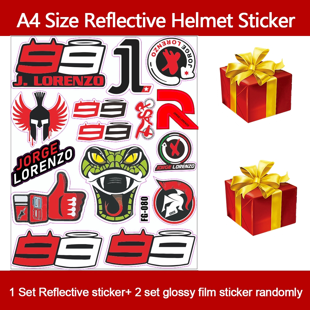 Sticker MotoGP Jorge Lorenzo 99 thiết kế đẹp mắt dùng trang trí nón bảo hiểm độc đáo