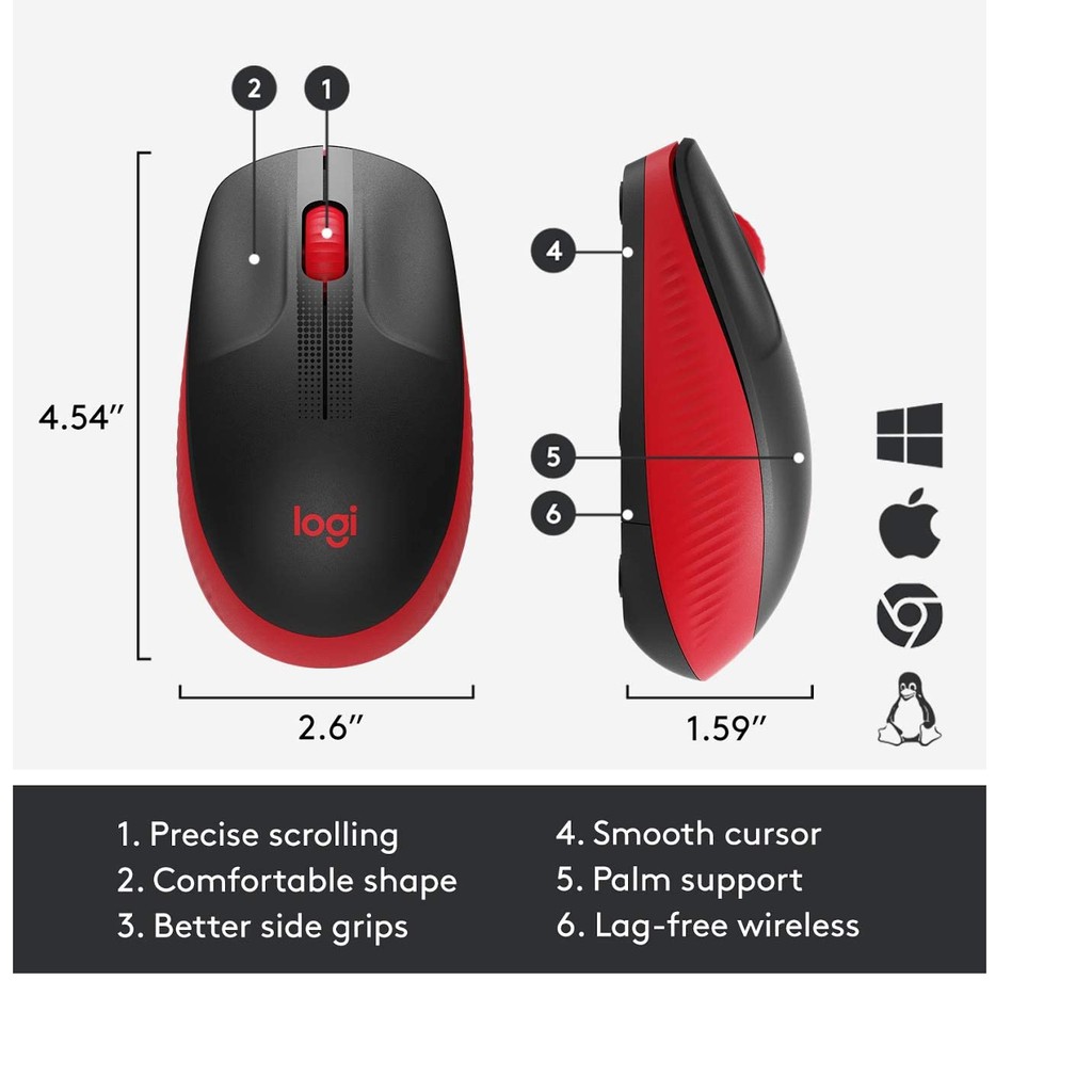 Chuột không dây Logitech M190 - Hàng Chính Hãng