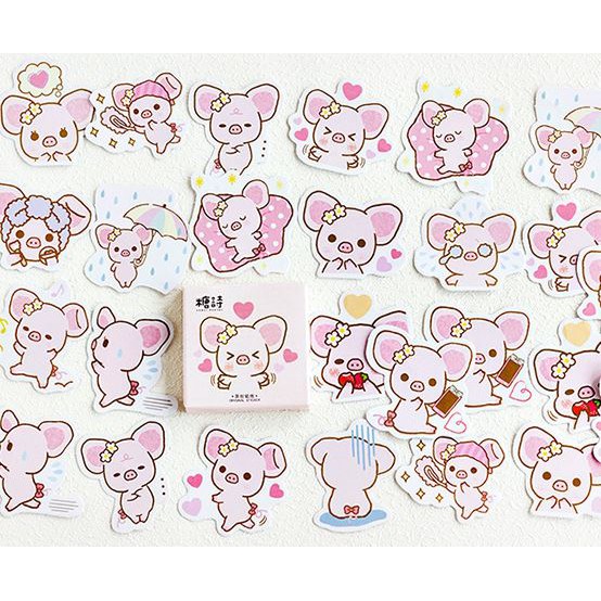 Bộ 46 Sticker Hàn Quốc hình lợn xinh dán trang trí E32