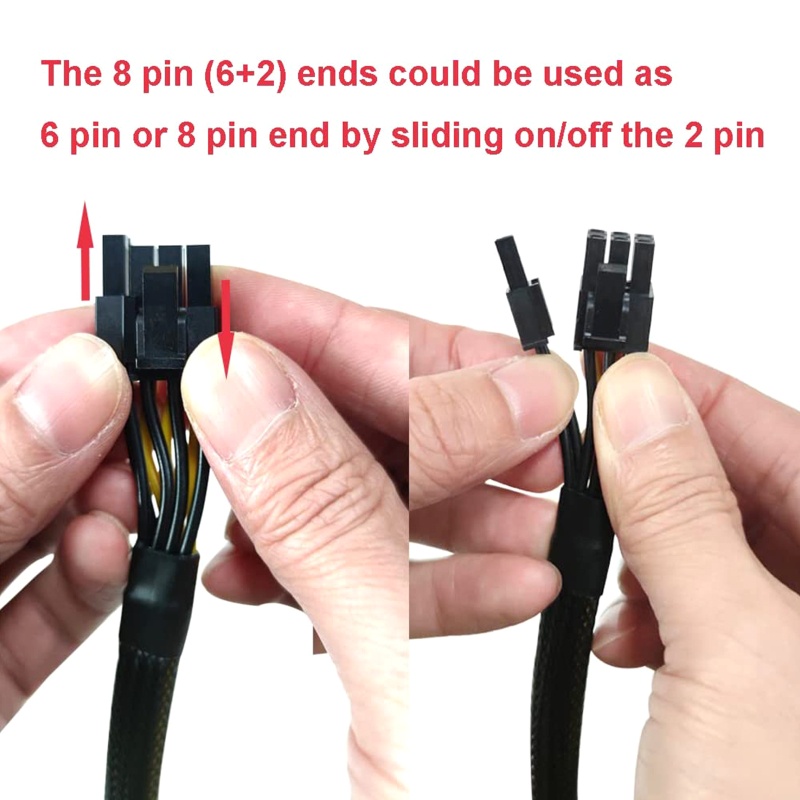 Thẻ Đồ Họa PCIE PCI 6P Sang 6 + 2P 6Pin Sang Cáp Nguồn 8Pin 1 Cái