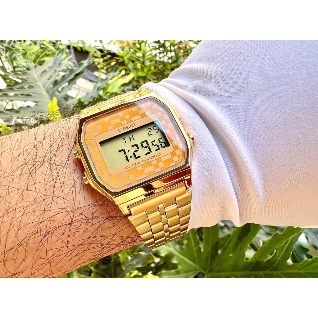 Đồng hồ nam nữ Casio điện tử A159WGEA-1DF dây kim loại chính hãng