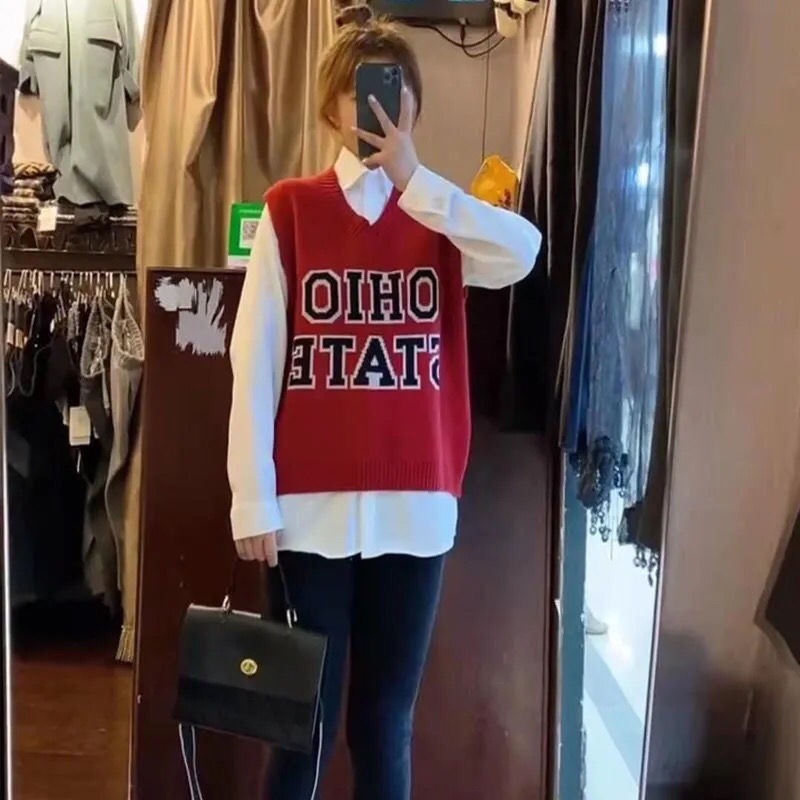 Áo len không tay cổ chữ V thiết kế mới thời trang dành cho nữ 2021