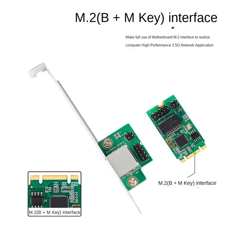 Card Mạng Gigabit 2.5G I225 Chip 2500Mbps M.2 B / M Key Sang PCIe 2.5Gb RJ45 LAN Thẻ