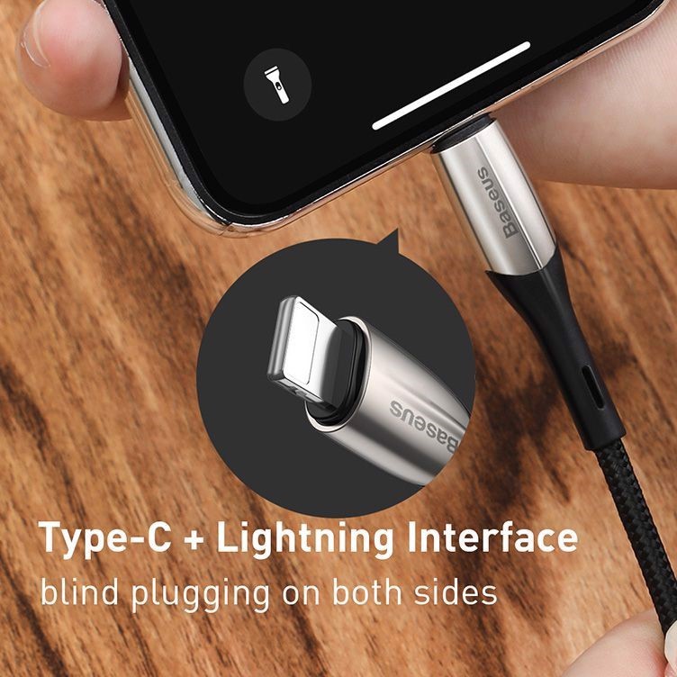 Dây cáp sạc nhanh 18W USB Type-C to Lightning dài 2m hiệu Baseus HK11-Harizontal cho iPhone / iPad (trang bị đèn LED)