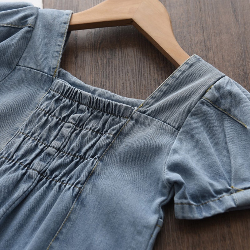 Đầm denim BEAR LEADER tay ngắn thời trang mùa hè 2022 cho bé 3-7 tuổi