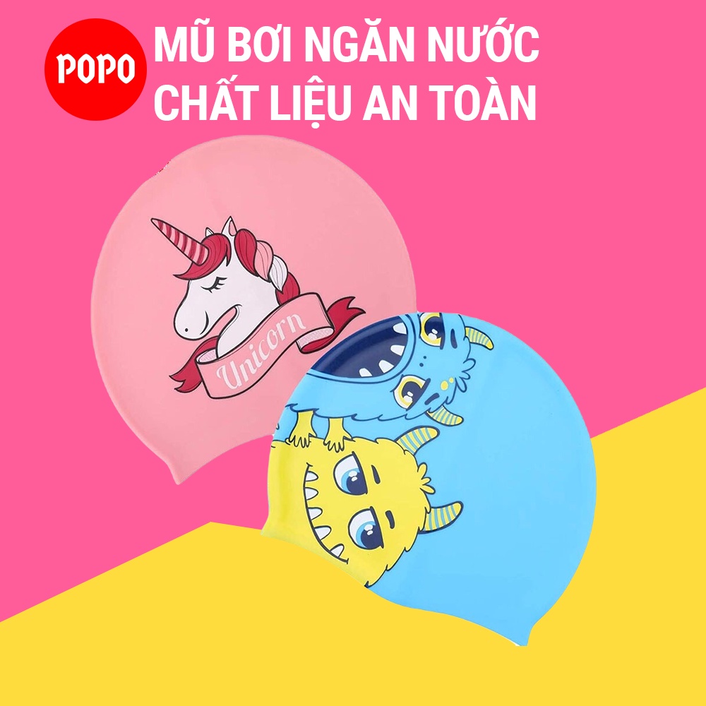 Mũ bơi trẻ em nón bơi cho bé hình ngộ nghĩnh POPO CA43 chất liệu silicon an toàn, cảm giác mềm mại khi đội cho bé SPORTY