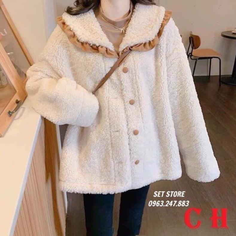 Áo Khoác Lông Cadigan Viền Cổ, Cổ Bẻ Thời Trang Mùa Đông,Áo nỉ Sweater Hàn Quốc