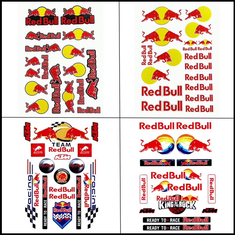 Decal Phản Quang Hình Red Bull Trang Trí Mũ Bảo Hiểm Mô Tô