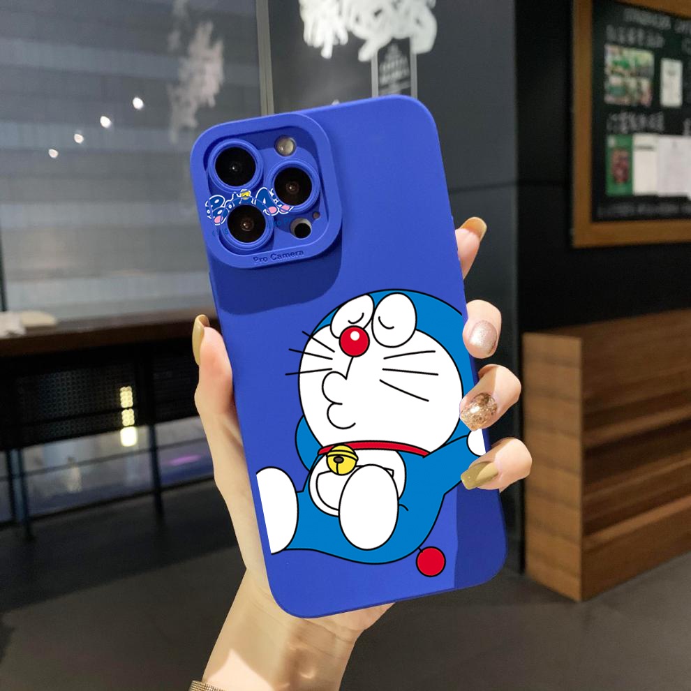 Ốp Điện Thoại Viền Vuông Hình Doraemon Dễ Thương Cho iPhone 14 Plus 13 Pro Max 12 iPhone 11 XR 8 7 SE 2022